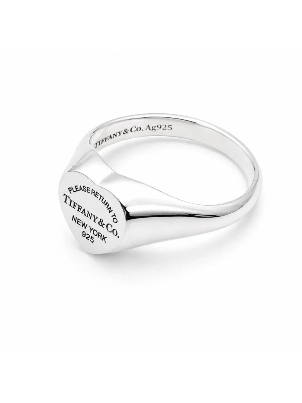 Size 9.5 Return to Tiffany Heart Signet Ring in Sterling Silver